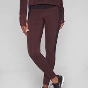 EUC Athleta Polartec® Power Stretch® Peak Fleece Lined Tight Medium Maroon Black
